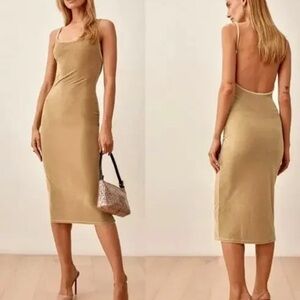 Reformation gold velvet dress